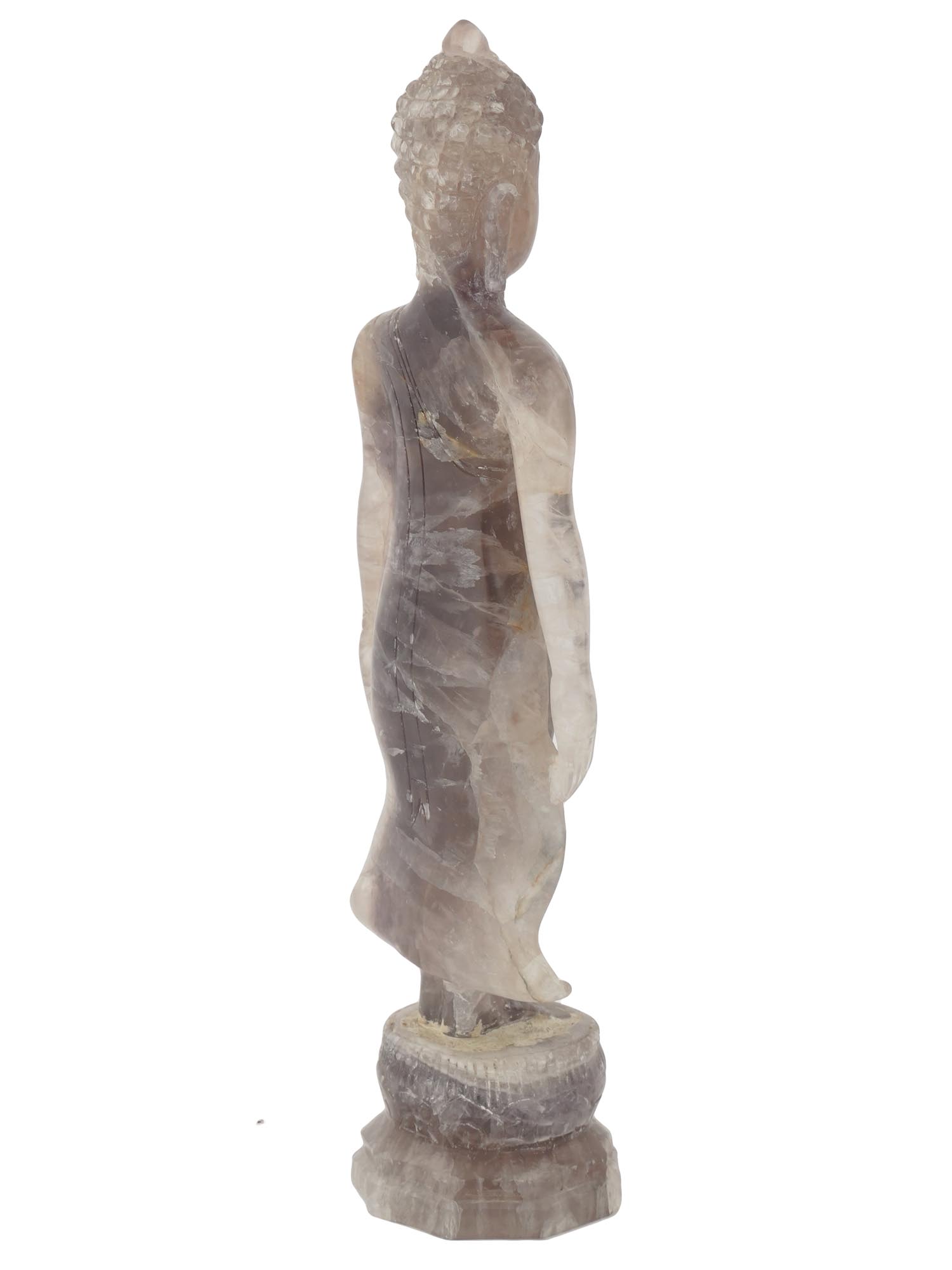 CHINESE HAND CARVED QUARTZ STONE BUDDHA FIGURINE PIC-5